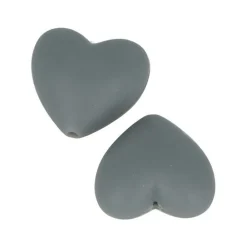 Artemio Bijoux Et Perles | - 2 perles silicone coeur - 29 x 19 x 12 mm - gris