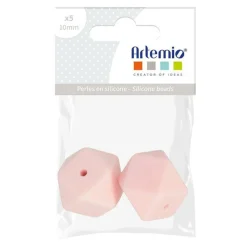 Artemio Bijoux Et Perles | - 2 perles silicone hexagonales - 17 mm - rose poudré