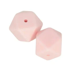 Artemio Bijoux Et Perles | - 2 perles silicone hexagonales - 17 mm - rose poudré