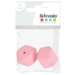 Artemio Bijoux Et Perles | - 2 perles silicone hexagonales - 17 mm - rose