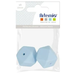 Artemio - 2 perles silicone hexagonales - 17 mm - bleu pastel Sale