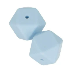 Artemio - 2 perles silicone hexagonales - 17 mm - bleu pastel Sale