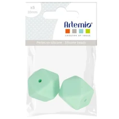 Artemio Bijoux Et Perles | - 2 perles silicone hexagonales - 17 mm - vert d'eau