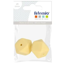 Artemio Bijoux Et Perles | - 2 perles silicone hexagonales - 17 mm - jaune