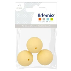 Artemio - 3 perles silicone rondes - 15 mm - jaune Clearance