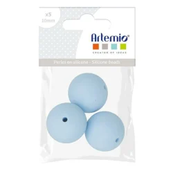 Artemio - 3 perles silicone rondes - 15 mm - bleu pastel New