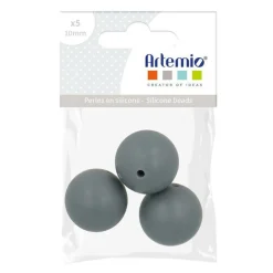 Artemio - 3 perles silicone rondes - 15 mm - gris New