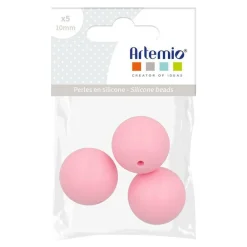 Artemio - 3 perles silicone rondes - 15 mm - rose Sale