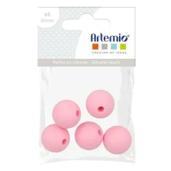 Artemio Bijoux Et Perles | - 5 perles silicone rondes - 10 mm - rose