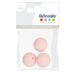 Artemio Bijoux Et Perles | - 3 perles silicone rondes - 15 mm - rose poudré