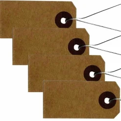 Artemio Librairie Et Papeterie | - 200 étiquettes kraft 4 x 2 cm avec fil métallique