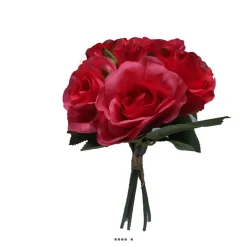 Artificielles.com Bouquets De Fleurs | - Petit bouquet de fausses roses h 27 cm 5 têtes et 1 bouton rose fushia - couleur