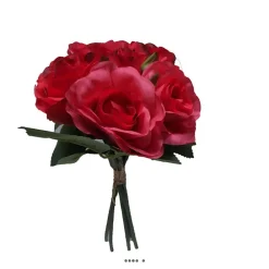 Artificielles.com Bouquets De Fleurs | - Petit bouquet de fausses roses h 27 cm 5 têtes et 1 bouton rose fushia - couleur