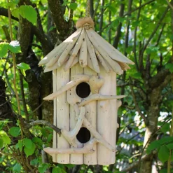 Artxlight Oiseaux Du Jardin | - Nichoir carré double en bois d'albésia à suspendre