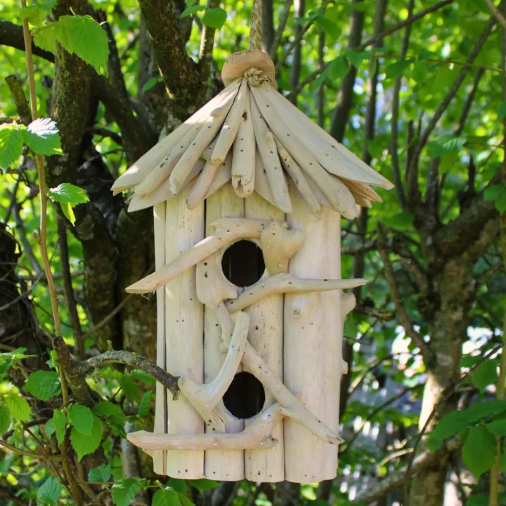 Artxlight Oiseaux Du Jardin | - Nichoir carré double en bois d'albésia à suspendre