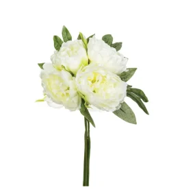 Atmosphera - Bouquet artificiel 4 pivoines blanches h 30 cm Sale