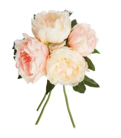 Atmosphera - Bouquet de fleurs artificielles 4 pivoines roses d. 25 x h. 30 cm Online