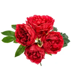 Atmosphera Bouquets De Fleurs | - Bouquet de fleurs artificielles 4 pivoines prune d. 25 x h. 30 cm