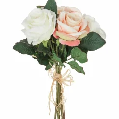Atmosphera Bouquets De Fleurs | - Bouquet de 7 roses vieillies - h. 30 cm - blanc et rose