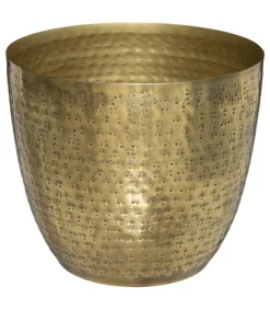 Atmosphera Pots, Jardinières Et Carrés Potagers | - Cache-pot en métal doré martelé d. 18 x h. 16 cm