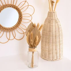 Atmosphera - Composition de fleurs séchées vase en verre h 28.5 cm Discount