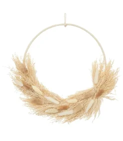 Atmosphera Bouquets De Fleurs | - Couronne de fleurs séchées beige et blanc d 36cm