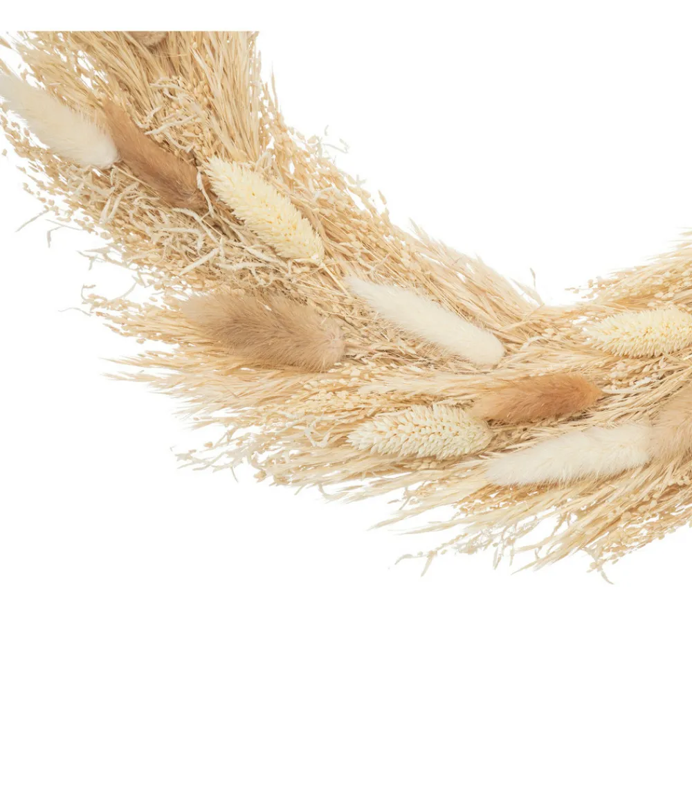 Atmosphera Bouquets De Fleurs | - Couronne de fleurs séchées beige et blanc d 36cm
