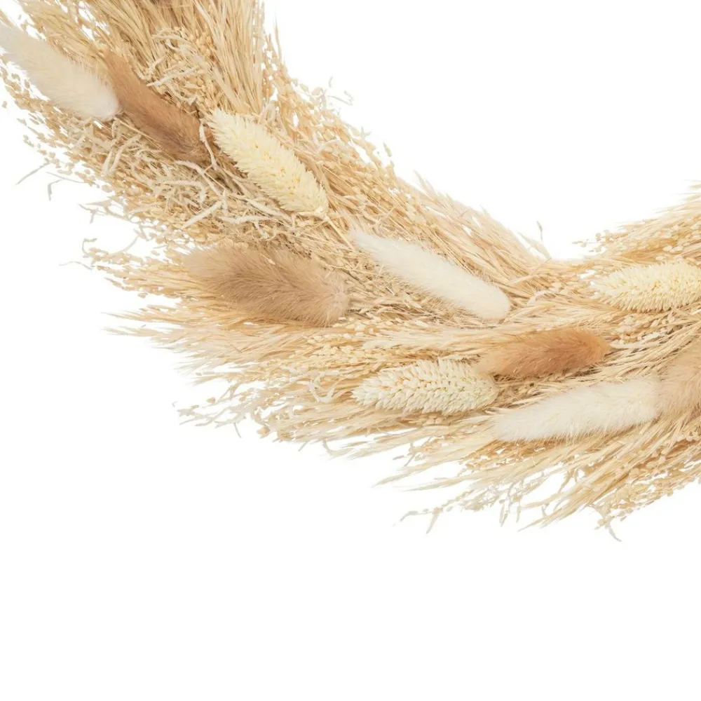 Atmosphera Bouquets De Fleurs | - Couronne de fleurs séchées beige et blanc d 36cm
