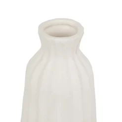 Atmosphera Createur D'interieur Vases Et Coupes | - Vase strié "fernan" céramique blanc h30cm