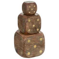 Atmosphera Createur D'interieur Objets De Décoration | - Déco à poser 3 dés "roger" manguier caramel 10x10x10cm
