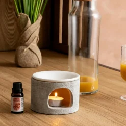 Atmosphera Createur D'interieur - Brûle-parfum "olioa" ciment 11x7cm Outlet