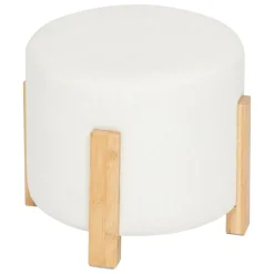 Atmosphera Createur D'interieur - Tabouret "bansa" bouclette bambou blanc d37,5x32cm Best