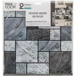 Atmosphera Createur D'interieur Décoration Créative | - Lot de 2 stickers - carrelage - noir - 30x30 cm