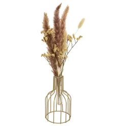 Atmosphera Createur D'interieur - Composition fleurs séchées automne métal doré rose h40cm Discount