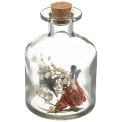 Atmosphera Terrariums Et Compositions | - Fleurs séchées dans bouteille en verre d 8 x h 11 cm