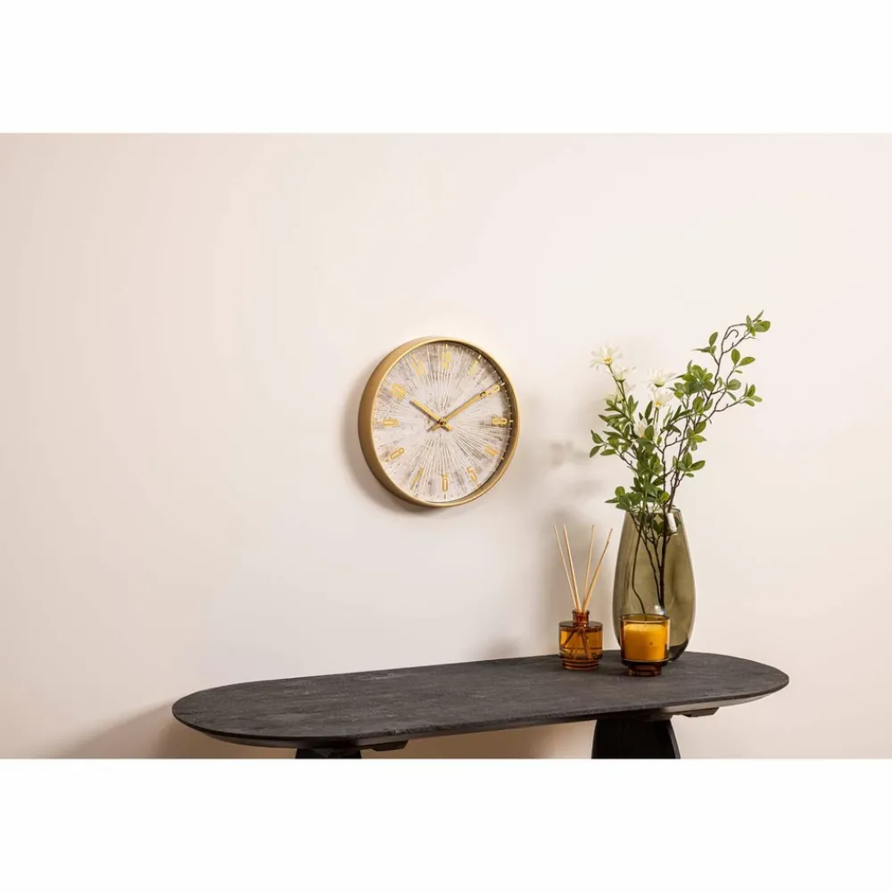 Atmosphera - Horloge effet patiné - diam 30 cm - gris et doré Discount