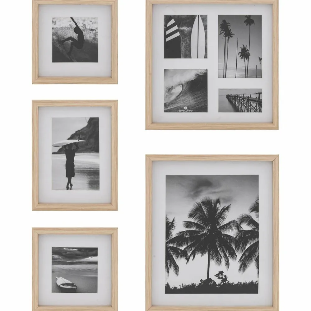 Atmosphera - Lot de 5 cadres photos en bois - beige Online