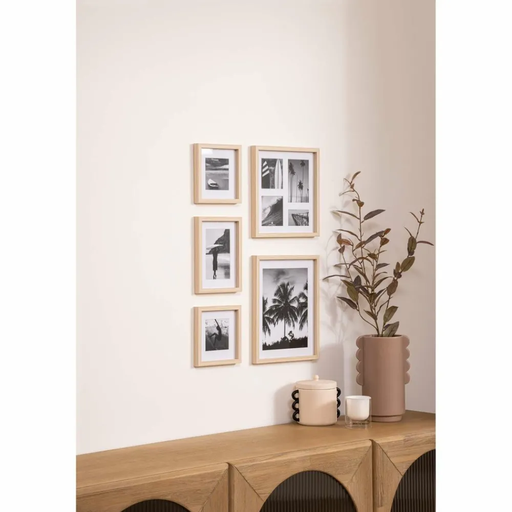 Atmosphera - Lot de 5 cadres photos en bois - beige Online