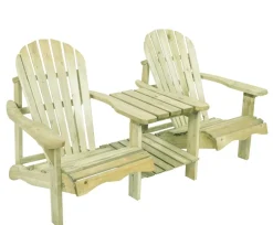 Axi House Mobilier Pour Enfants | - Valerie chaise de jardin double en bois avec table 175 cm - naturel