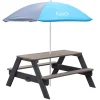Axi Mobilier Pour Enfants | - Table de pique-nique pour enfants nick et parasol marron et gris