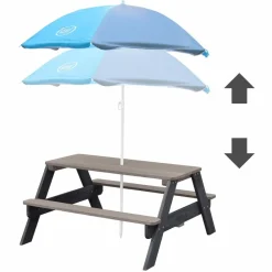 Axi Mobilier Pour Enfants | - Table de pique-nique pour enfants nick et parasol marron et gris