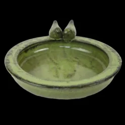 NA Oiseaux Du Jardin | Bain d'oiseaux ou mangeoire grand modèle en céramique vert