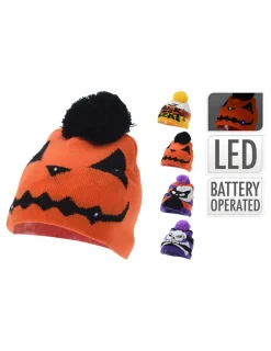 Basics - Chapeau d'halloween avec lumière led, multicolore, 6 led, alimenté par batterie, 4 modèles. New