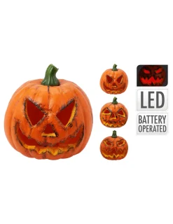 Basics Fête Et Anniversaire | - 2 citrouille d'halloween avec led, pvc, alimenté par batterie, 3 modèles.