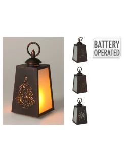 Basics - Lanterne led effet flamme, alimentée par batterie, 3 modèles, 10x19cm.