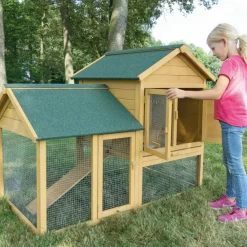 Bb Loisir - Cage clapier enclos lapin extérieur en bois haute qualité pour lapins petits animaux- modèle : 035 ranch 152 x 98 x 118 cm Outlet