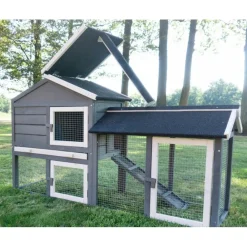 Bb Loisir - Cage clapier enclos lapin extérieur en pour lapins petits animaux 088 maison de rêve 146x50x86cm(lxpxh) Outlet