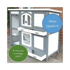 Bb Loisir Poulaillers, Clapiers Et Accessoires | - Cage clapier extérieur pour lapins 122x42,5x104 cm modèle- miette 081 gris-blanc