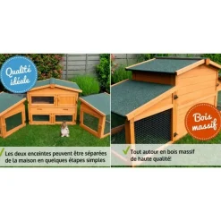 Bb Loisir Cages Et Accessoires | - Cage clapier pour lapin extérieur 185x51x75cm modèle: 037 étable de roi