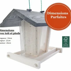 Bb Loisir Oiseaux Du Jardin | - Mangeoire oiseaux extérieur à suspendre pour oiseaux sauvages pour jardin balcon distributeur de graines«324 cabane gris blanc»